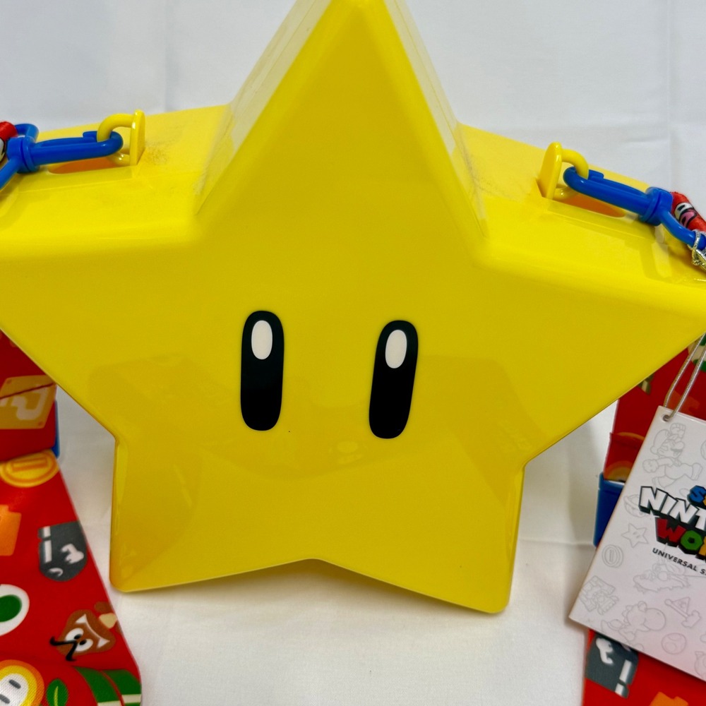 Super Nintendo World Universal Studios Star Popcorn Bucket Yellow LED Lights New - Picture 2 of 7